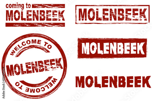 Ink stamp set city Molenbeek
