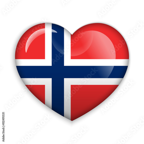  Love Norway.  Flag Heart Glossy Button