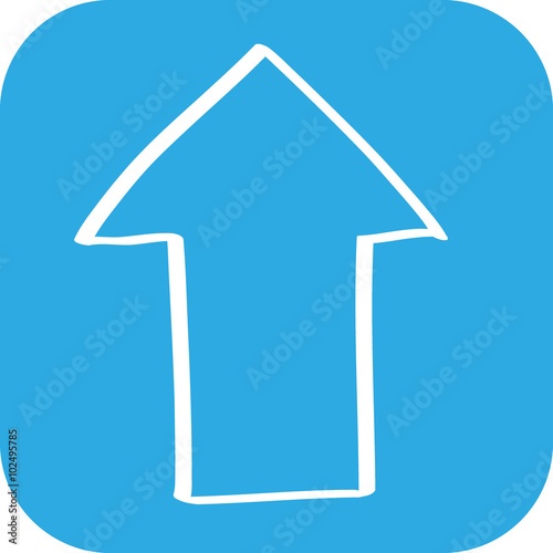 Hangezeichnetes Upload-Icon mit blauem Hintergrund