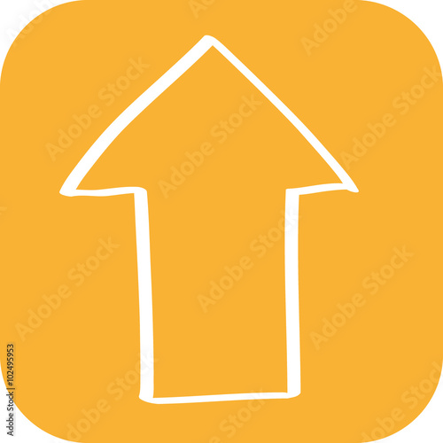 Hangezeichnetes Upload-Icon mit orangenem Hintergrund