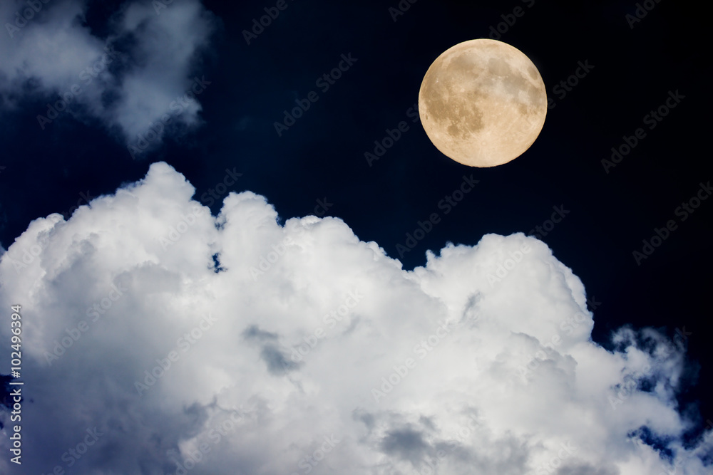 full moon on night sky