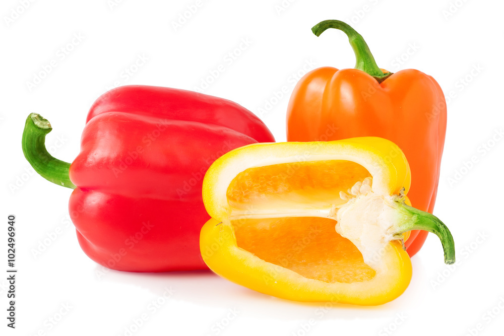 bell peppers with half isolated on white bell peppers with half isolated on white