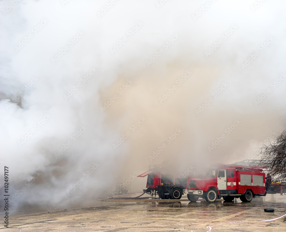 Fire and strong smoke Fire and strong smoke