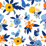 Beautiful seamless pattern with spring flowers.
