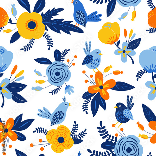 Beautiful seamless pattern with spring flowers. © ksenia_lokko
