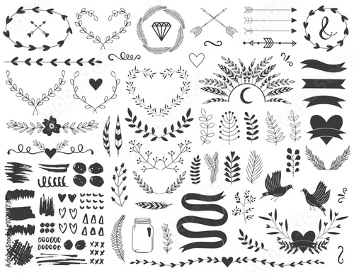 Romantic and love illustrations and typography for Happy Valentines Day. 