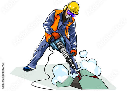 Worker with jackhammer
