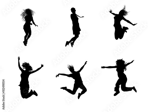 Six jumping teenagers