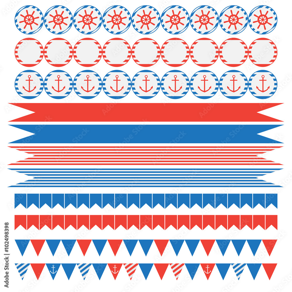 Obraz premium set of vintage nautical party elements
