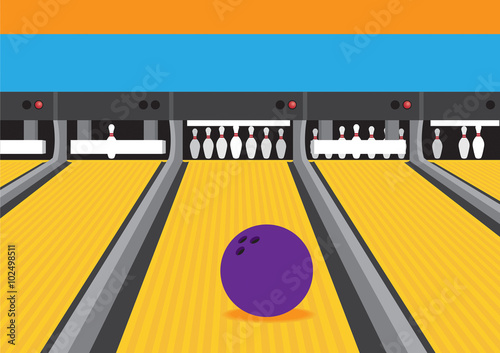 Bowling Ball on Lane Vector Illustration