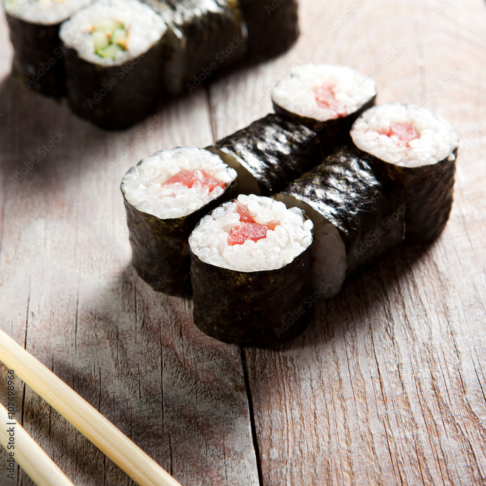 Maki Sushi Set with Soy Sauce Maki Sushi Set with Soy Sauce