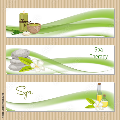 Set of banners with Spa theme object.