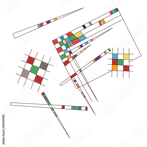Abstract painting template with different shapes.