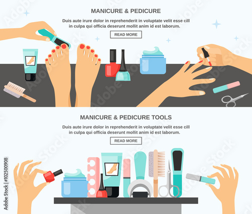Manicure Pedicure Accessories 2 Flat Banners