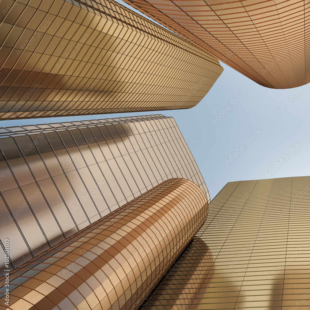 Fototapeta premium Skyscraper skyline, 3d