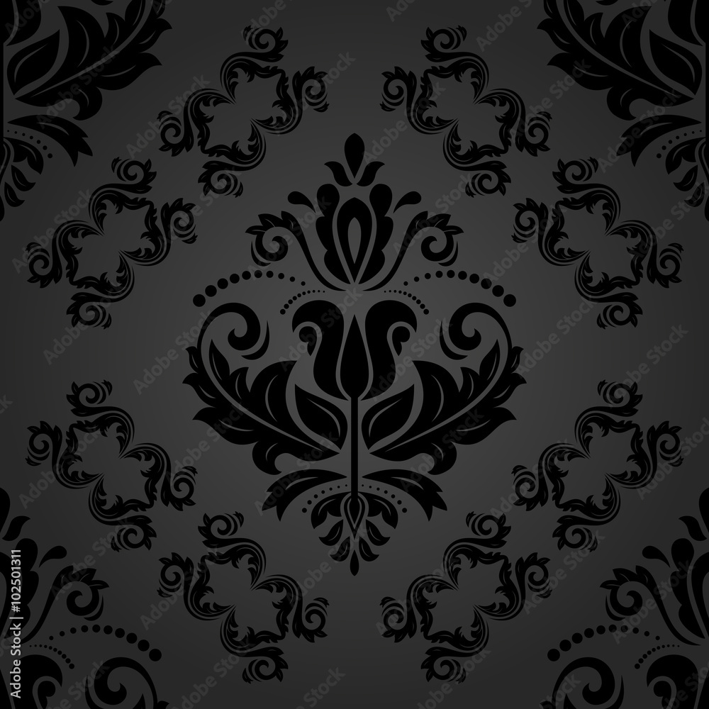 Oriental vector dark classic wallpaper. Seamless abstract background Oriental vector dark classic wallpaper. Seamless abstract background