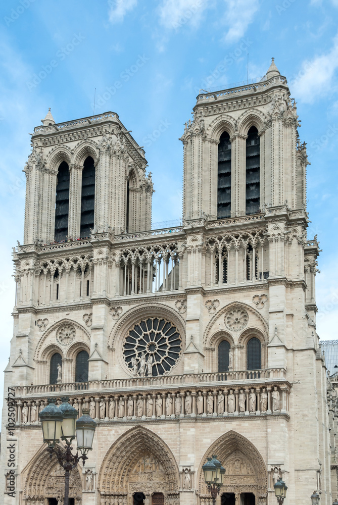 The Western facade of Notre-Dame de Paris