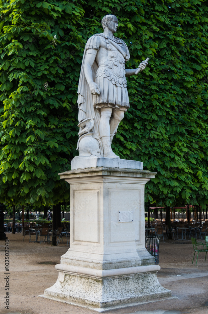 Classical statues adorn the public parks and gardens of Paris, France