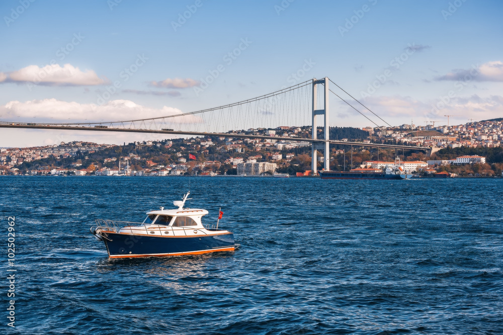 The Bosphorus Bridge which connects Europe and Asia, Istanbul