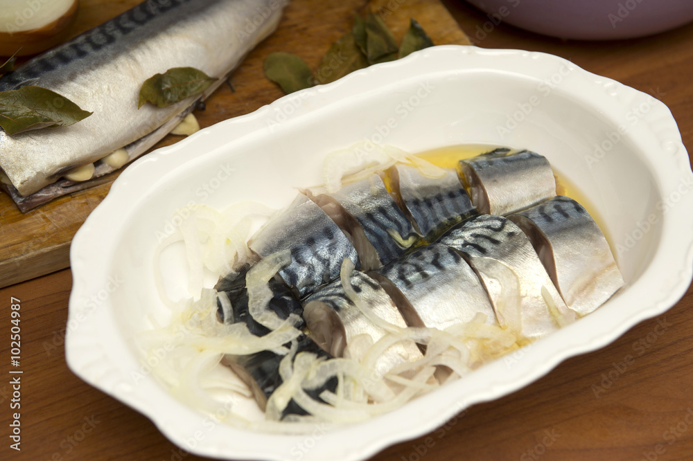 Mackerel salted, smoked, home