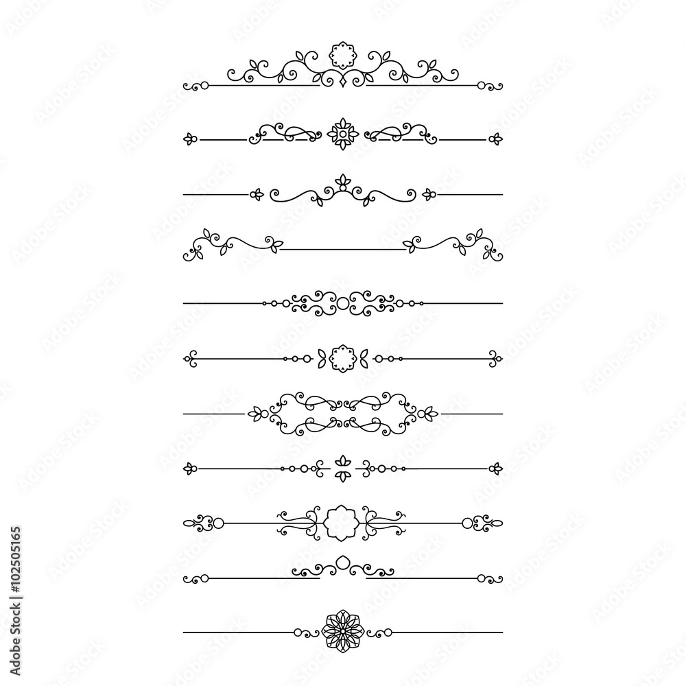Vintage dividers set isolated on white.