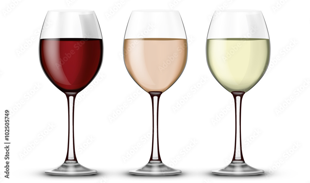 Vecteur Stock Verre de vin rouge blanc et rosé 01 | Adobe Stock