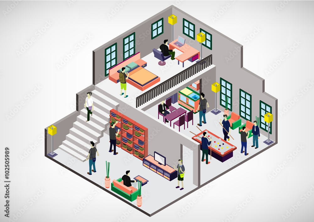 illustration of info graphic interior room concept in isometric graphic illustration of info graphic interior room concept in isometric graphic