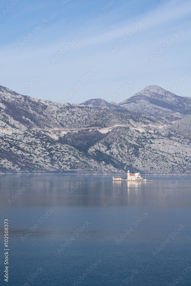 Church on the island on the open sea