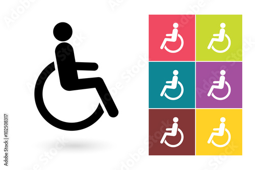 Disabled vector icon or disabled handicap symbol. Disabled icon or disabled pictogram for logo with disabled handicap or label with disabled handicap