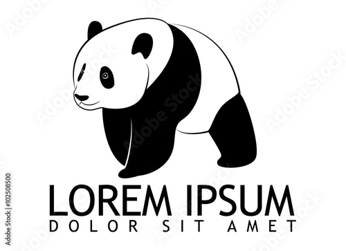 Logotype with panda in black and white style