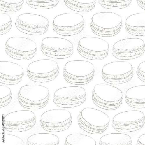 Seamless pattern of doodle macaroons. Sketch macaroon. Macaroons