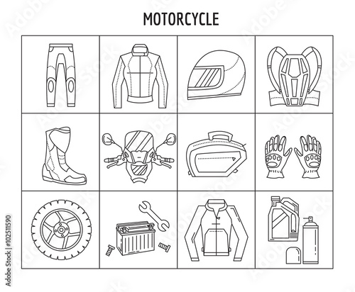 Vector set of linear icons 