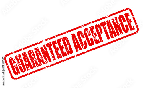 Guaranteed acceptance red stamp text