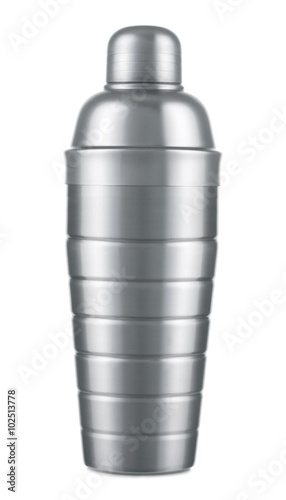Metal cocktail shaker isolated on white background