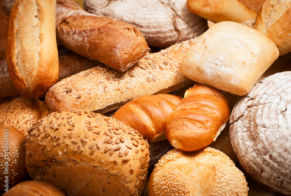 assortment of baked bread