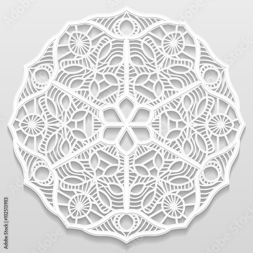 3D  mandala, lace paper doily, decorative flower, decorative snowflake,  embossed pattern, arabic ornament,indian ornament,  vector