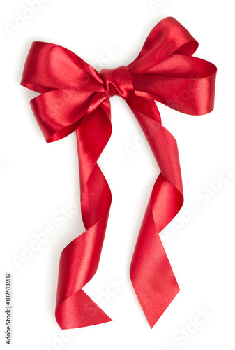 Red bow isolated on white background