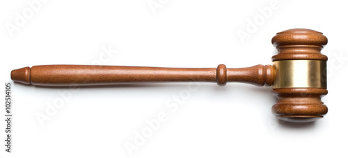 Canvas Print Wooden gavel isolated on white background