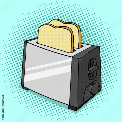Toaster with toasts pop art style vector