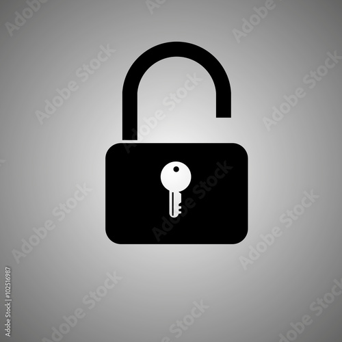 Open lock with key icon. Vector Illustration EPS 10