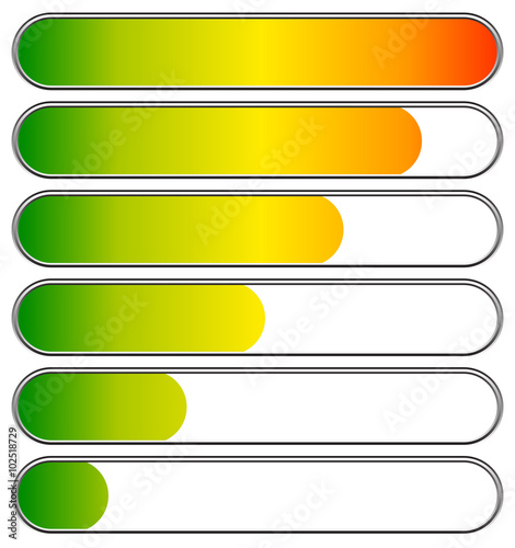 Loading, progress bars, indicators. Levels from low to high. edi