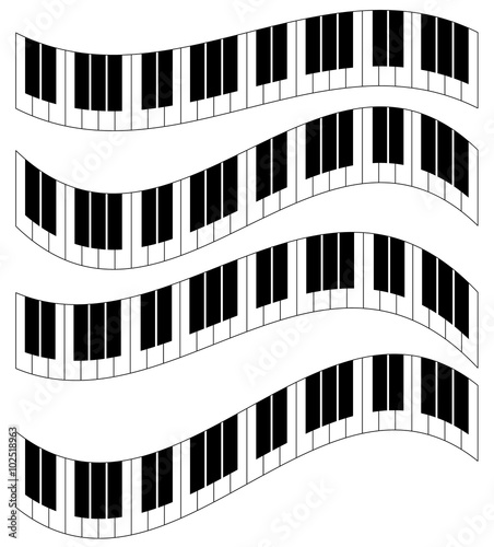 Piano keys, piano keyboard isolated. Vector illustration.