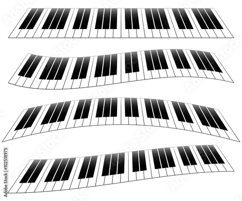 Piano keys, piano keyboard isolated. Vector illustration.
