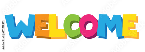 "WELCOME" in fun colourful vector letters