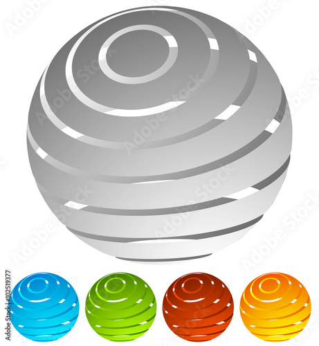 Abstract striped globe in perspective. 5 colors included.