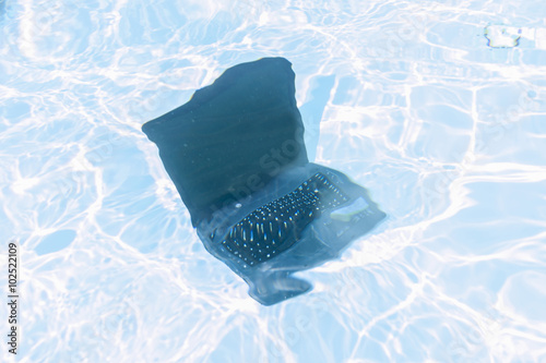 Canvas-taulu laptop thrown underwater in a swimming pool