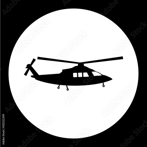 simple military helicopter isolated black icon eps10