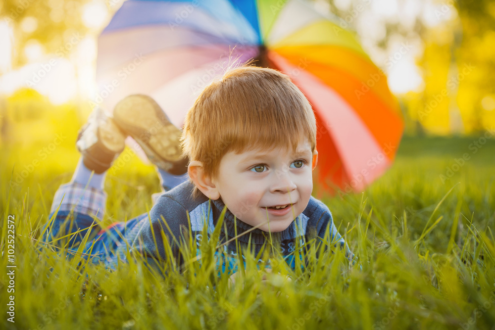 Portrait of a happy little boy in the park Portrait of a happy little boy in the park