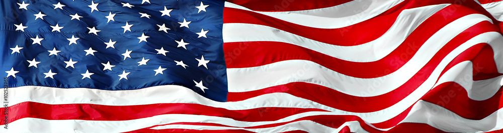 Panorama of american flag - obrazy, fototapety, plakaty 