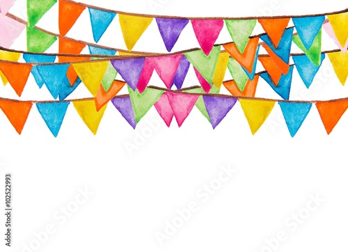color festive flags watercolor